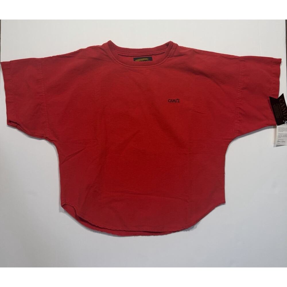 Unisex Vintage 80s Camiz Red 100% Cotton Heavy Weight Workout Shirt Size Large